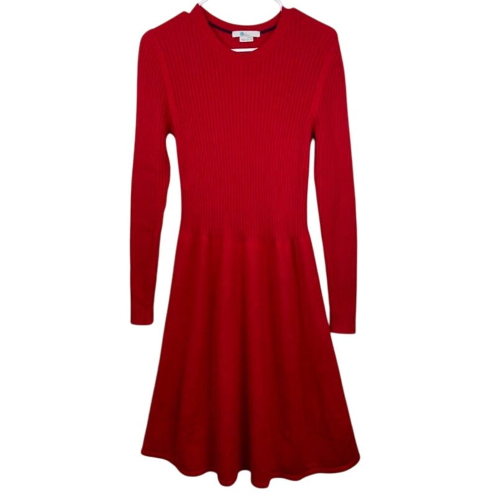 Boden Red Long-Sleeve Midi Knit Dress